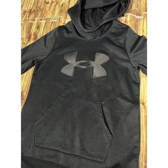 Under Armour Girls Hoodie  Loose Black Glitter Logo - Picture 2 of 7